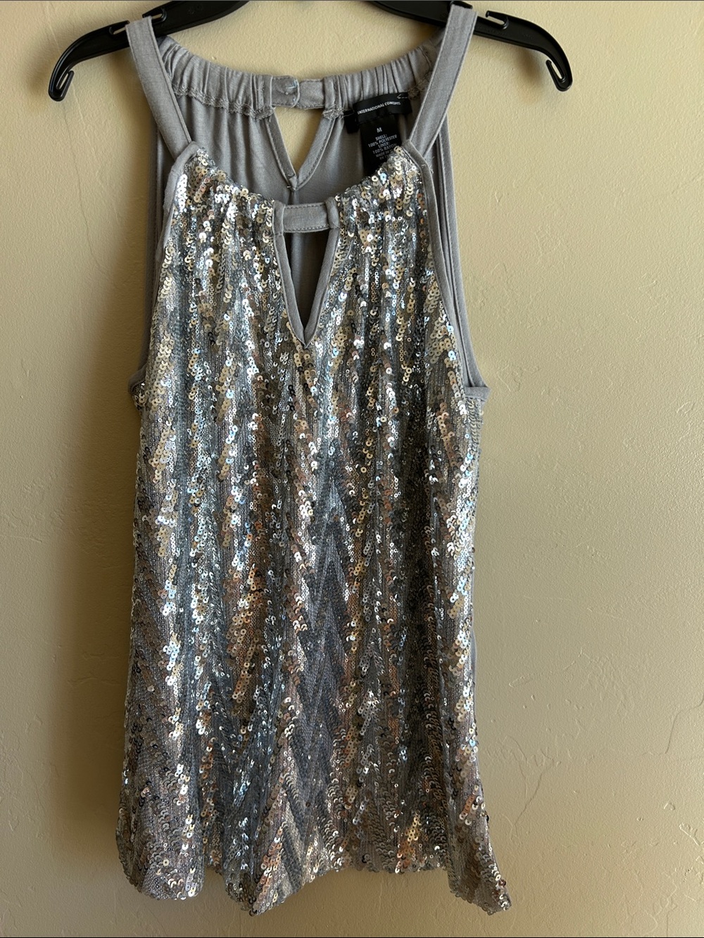 INC Silver Sequin Party Top